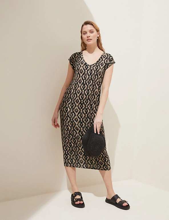 Cheap ๐ M&S Collection ๐ Dresses Jersey Printed Midi Column ๐ Dress โจ 1 Cheap ๐ M&S Collection ๐ Dresses Jersey Printed Midi Column ๐ Dress โจ