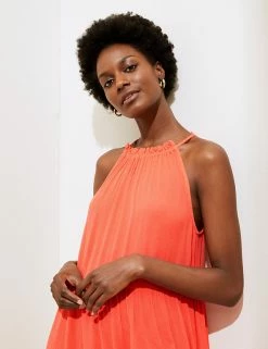 Buy ✨ M&S Collection 👗 Dresses High Neck Mini Tiered Beach 👗 Dress 😀 -Women's Holiday Shop Sales SD 01 T52 7971 P5 X EC 2