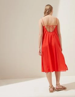 Hot Sale 😀 M&S Collection 👗 Dresses Pure Cotton Midi Slip 👗 Dress ✨ -Women's Holiday Shop Sales SD 01 T52 7986 B0 X EC 2