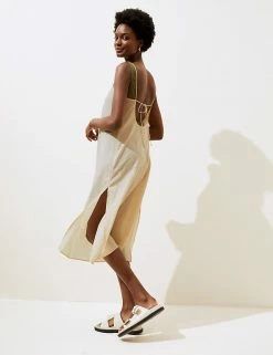 Hot Sale 😀 M&S Collection 👗 Dresses Pure Cotton Midi Slip 👗 Dress ✨ -Women's Holiday Shop Sales SD 01 T52 7986 SU X EC 1