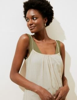 Hot Sale 😀 M&S Collection 👗 Dresses Pure Cotton Midi Slip 👗 Dress ✨ -Women's Holiday Shop Sales SD 01 T52 7986 SU X EC 2