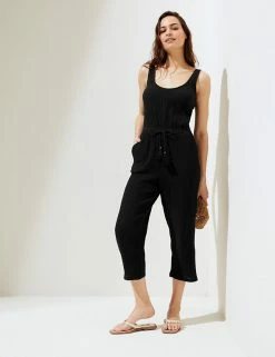 Deals 🔥 M&S Collection 👗 Dresses Pure Cotton Drawstring Sleeveless Jumpsuit 🥰 -Women's Holiday Shop Sales SD 01 T52 8293 Y0 X EC 1