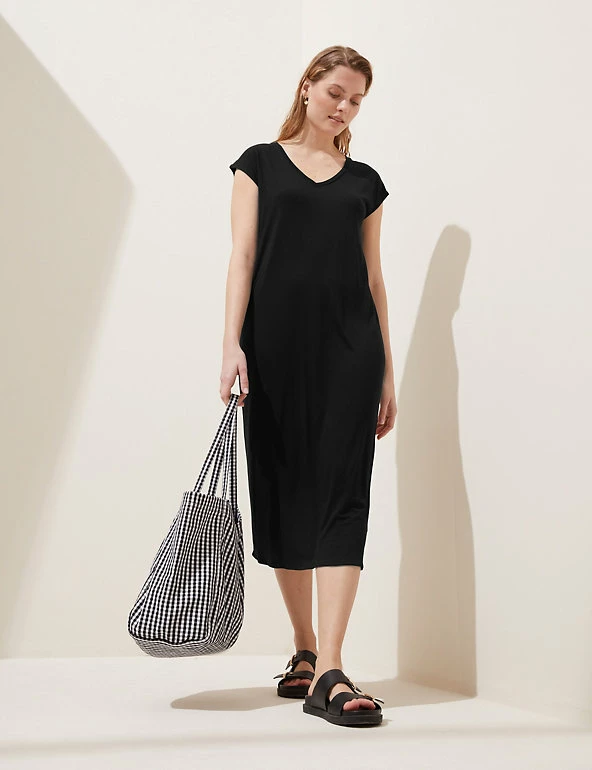 Wholesale โญ M&S Collection ๐ Dresses Jersey V-Neck Midi Shift ๐ Dress ๐ฅฐ 3 Wholesale โญ M&S Collection ๐ Dresses Jersey V-Neck Midi Shift ๐ Dress ๐ฅฐ - Image 3