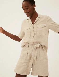 Best Sale ✨ M&S Collection Trousers Pure Linen Shorts ✨ -Women's Holiday Shop Sales SD 01 T57 3021 V0 X EC 2