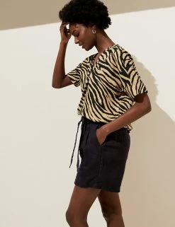 Best Sale ✨ M&S Collection Trousers Pure Linen Shorts ✨ -Women's Holiday Shop Sales SD 01 T57 3021 Y0 X EC 1