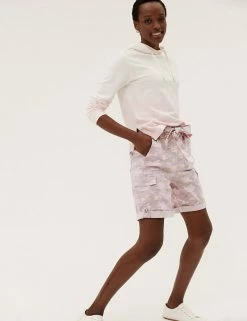 New 🤩 M&S Collection Tencel™ Rich Cargo Shorts ❤️ -Women's Holiday Shop Sales SD 01 T57 3041 A4 X EC 0