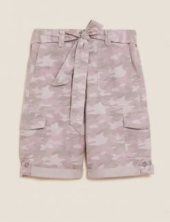New 🤩 M&S Collection Tencel™ Rich Cargo Shorts ❤️ -Women's Holiday Shop Sales SD 01 T57 3041 A4 X EC 90