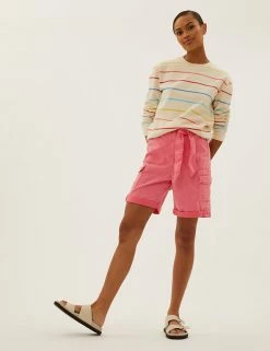 New 🤩 M&S Collection Tencel™ Rich Cargo Shorts ❤️ -Women's Holiday Shop Sales SD 01 T57 3041 CG X EC 0