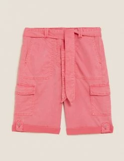 New 🤩 M&S Collection Tencel™ Rich Cargo Shorts ❤️ -Women's Holiday Shop Sales SD 01 T57 3041 CG X EC 90