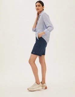 New 🤩 M&S Collection Tencel™ Rich Cargo Shorts ❤️ -Women's Holiday Shop Sales SD 01 T57 3041 F0 X EC 1