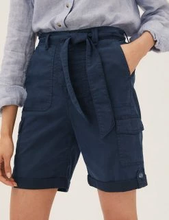 New 🤩 M&S Collection Tencel™ Rich Cargo Shorts ❤️ -Women's Holiday Shop Sales SD 01 T57 3041 F0 X EC 2