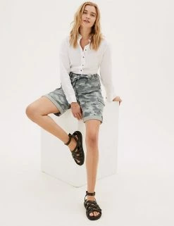 New 🤩 M&S Collection Tencel™ Rich Cargo Shorts ❤️ -Women's Holiday Shop Sales SD 01 T57 3041 KA X EC 1