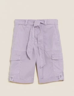 New 🤩 M&S Collection Tencel™ Rich Cargo Shorts ❤️ -Women's Holiday Shop Sales SD 01 T57 3041 NG X EC 90