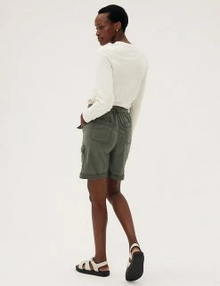 New 🤩 M&S Collection Tencel™ Rich Cargo Shorts ❤️ -Women's Holiday Shop Sales SD 01 T57 3041 XC X EC 1
