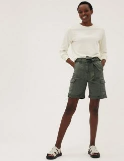 New 🤩 M&S Collection Tencel™ Rich Cargo Shorts ❤️ -Women's Holiday Shop Sales SD 01 T57 3041 XC X EC 2