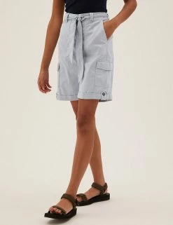 New 🤩 M&S Collection Tencel™ Rich Cargo Shorts ❤️ -Women's Holiday Shop Sales SD 01 T57 3041 XQ X EC 1