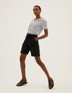 New 🤩 M&S Collection Tencel™ Rich Cargo Shorts ❤️ -Women's Holiday Shop Sales SD 01 T57 3041 Y0 X EC 1