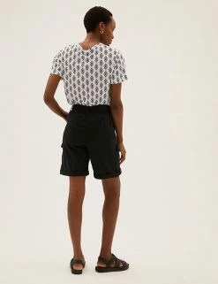 New 🤩 M&S Collection Tencel™ Rich Cargo Shorts ❤️ -Women's Holiday Shop Sales SD 01 T57 3041 Y0 X EC 3
