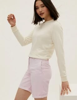 Discount 🤩 M&S Collection Cotton Rich High Waisted Chino Shorts 😉
