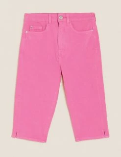 Deals 💯 M&S Collection Magic Shaping Denim Knee Length Shorts ✔️ -Women's Holiday Shop Sales SD 01 T57 3732 FD X EC 90