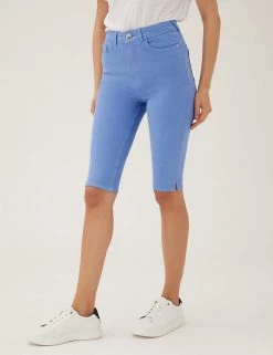 Deals 💯 M&S Collection Magic Shaping Denim Knee Length Shorts ✔️ -Women's Holiday Shop Sales SD 01 T57 3732 OT X EC 1