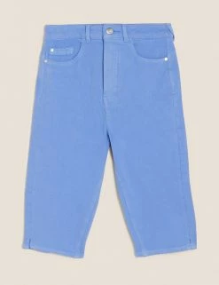 Deals 💯 M&S Collection Magic Shaping Denim Knee Length Shorts ✔️ -Women's Holiday Shop Sales SD 01 T57 3732 OT X EC 90