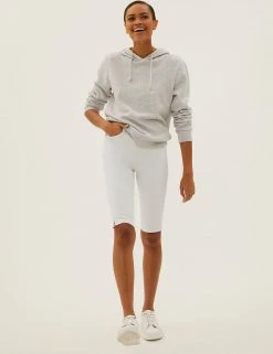 Deals 💯 M&S Collection Magic Shaping Denim Knee Length Shorts ✔️ -Women's Holiday Shop Sales SD 01 T57 3732 P6 X EC 0