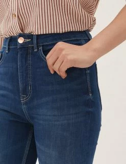 Deals 💯 M&S Collection Magic Shaping Denim Knee Length Shorts ✔️ -Women's Holiday Shop Sales SD 01 T57 3732 QQ X EC 2