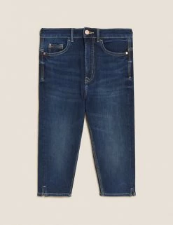 Deals 💯 M&S Collection Magic Shaping Denim Knee Length Shorts ✔️ -Women's Holiday Shop Sales SD 01 T57 3732 QQ X EC 90