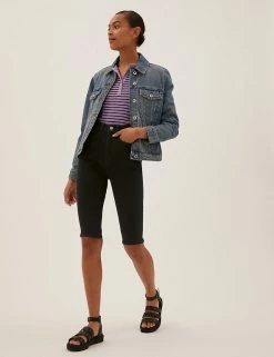 Deals 💯 M&S Collection Magic Shaping Denim Knee Length Shorts ✔️
