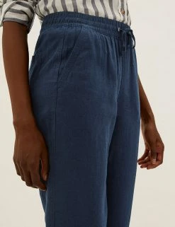 Deals ✨ M&S Collection Linen Rich Tapered Ankle Grazer Trousers 🎉 -Women's Holiday Shop Sales SD 01 T57 7086 F0 X EC 2
