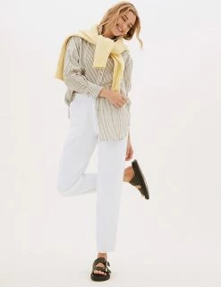 Deals ✨ M&S Collection Linen Rich Tapered Ankle Grazer Trousers 🎉 -Women's Holiday Shop Sales SD 01 T57 7086 P6 X EC 1