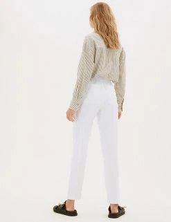 Deals ✨ M&S Collection Linen Rich Tapered Ankle Grazer Trousers 🎉 -Women's Holiday Shop Sales SD 01 T57 7086 P6 X EC 4