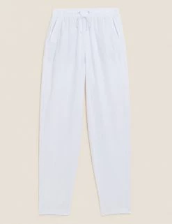 Deals ✨ M&S Collection Linen Rich Tapered Ankle Grazer Trousers 🎉 -Women's Holiday Shop Sales SD 01 T57 7086 P6 X EC 90