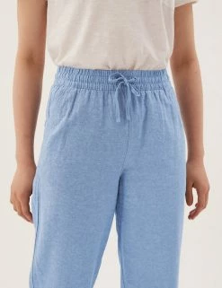 Deals ✨ M&S Collection Linen Rich Tapered Ankle Grazer Trousers 🎉 -Women's Holiday Shop Sales SD 01 T57 7086 SY X EC 1