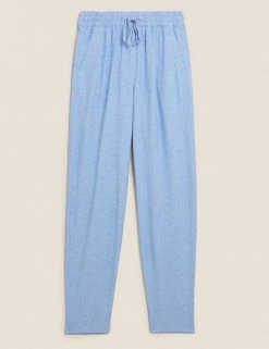 Deals ✨ M&S Collection Linen Rich Tapered Ankle Grazer Trousers 🎉 -Women's Holiday Shop Sales SD 01 T57 7086 SY X EC 90