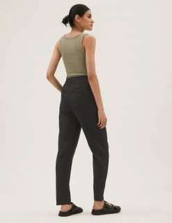 Deals ✨ M&S Collection Linen Rich Tapered Ankle Grazer Trousers 🎉 -Women's Holiday Shop Sales SD 01 T57 7086 Y0 X EC 2