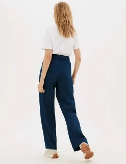 Brand new 🤩 M&S Collection Pure Linen Belted Wide Leg Trousers 😀 -Women's Holiday Shop Sales SD 01 T57 7136 F0 X EC 4