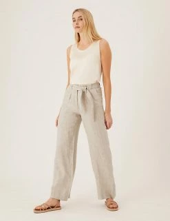 Brand new 🤩 M&S Collection Pure Linen Belted Wide Leg Trousers 😀