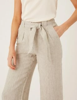 Brand new 🤩 M&S Collection Pure Linen Belted Wide Leg Trousers 😀 -Women's Holiday Shop Sales SD 01 T57 7136 V0 X EC 1
