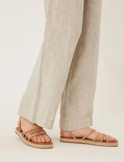 Brand new 🤩 M&S Collection Pure Linen Belted Wide Leg Trousers 😀 -Women's Holiday Shop Sales SD 01 T57 7136 V0 X EC 2