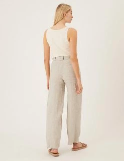 Brand new 🤩 M&S Collection Pure Linen Belted Wide Leg Trousers 😀 -Women's Holiday Shop Sales SD 01 T57 7136 V0 X EC 3