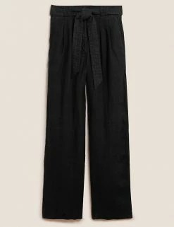 Brand new 🤩 M&S Collection Pure Linen Belted Wide Leg Trousers 😀 -Women's Holiday Shop Sales SD 01 T57 7136 Y0 X EC 90