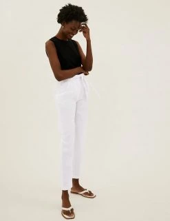 Best deal ⌛ M&S Collection Pure Linen Belted Tapered Trousers ✨ 35 Best deal ⌛ M&S Collection Pure Linen Belted Tapered Trousers ✨ -Women's Holiday Shop Sales SD 01 T57 7146 P6 X EC 1