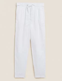 Best deal ⌛ M&S Collection Pure Linen Belted Tapered Trousers ✨ 34 Best deal ⌛ M&S Collection Pure Linen Belted Tapered Trousers ✨ -Women's Holiday Shop Sales SD 01 T57 7146 P6 X EC 90