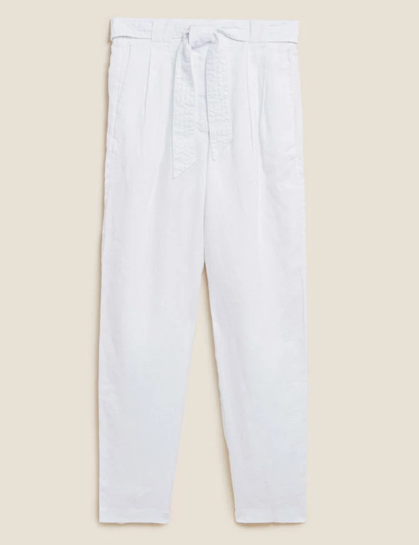 Best deal ⌛ M&S Collection Pure Linen Belted Tapered Trousers ✨ 13 Best deal ⌛ M&S Collection Pure Linen Belted Tapered Trousers ✨ - Image 13