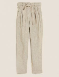 Best deal ⌛ M&S Collection Pure Linen Belted Tapered Trousers ✨ 40 Best deal ⌛ M&S Collection Pure Linen Belted Tapered Trousers ✨ -Women's Holiday Shop Sales SD 01 T57 7146 V0 X EC 90