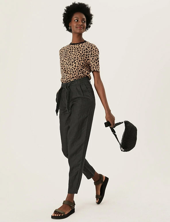 Best deal ⌛ M&S Collection Pure Linen Belted Tapered Trousers ✨ 8 Best deal ⌛ M&S Collection Pure Linen Belted Tapered Trousers ✨ - Image 8