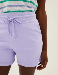 Coupon 🤩 M&S Collection Cotton Rich Jersey High Waisted Shorts 🧨 -Women's Holiday Shop Sales SD 01 T57 7185 G1 X EC 2
