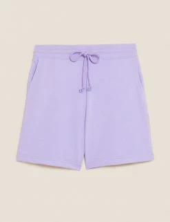 Coupon 🤩 M&S Collection Cotton Rich Jersey High Waisted Shorts 🧨 -Women's Holiday Shop Sales SD 01 T57 7185 G1 X EC 90